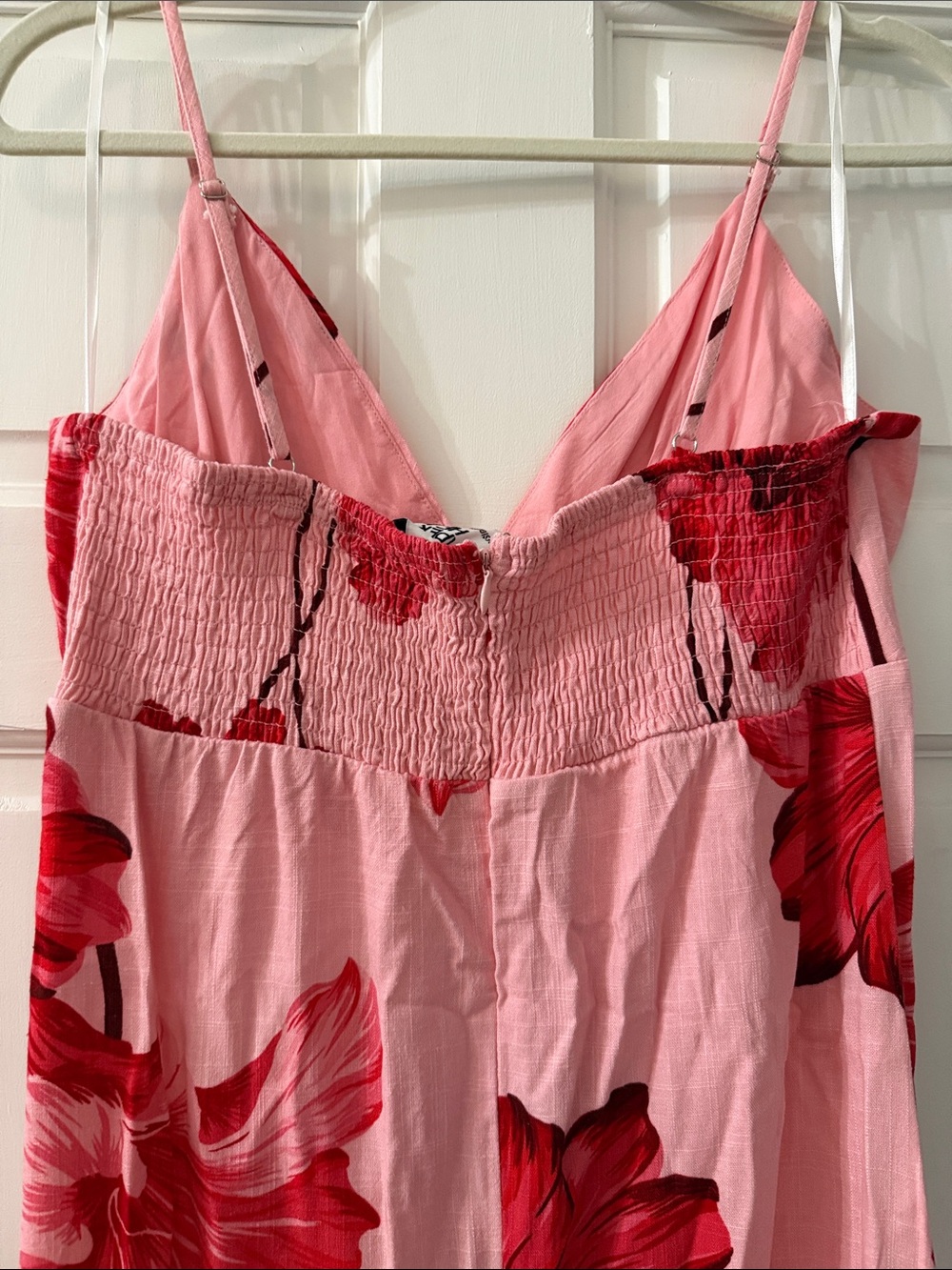 Pink Maxi Slip Dress with Red Floral Print - Picture 5 of 7